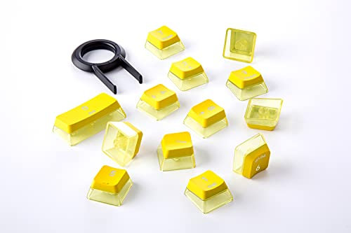 GunMjo Crystal Pudding Keycap for Gaming Keyboard with Cherry MX Switches, ABS Translucent Keycaps for Backlit Mechanical Keyboard, OEM Profile 104 Keys with 6.25U Space Bar, Yellow Color