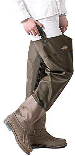 Zyxdk Hüfte Wathose, PVC Wasserdichter Hüftstiefel für Männer Frauen, Nahtversiegelter Stiefelfuß Verstellbarer Gürtel mit Schnalle zum Fliegenfischen Entenjagd