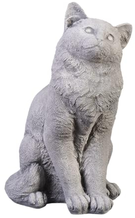 gartendekoparadies.de Chat assis en pierre - Hauteur : 40 cm - 13 kg - Gris - Résistant au gel - Pour l'extérieur