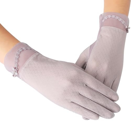 OTKARXUS Damen Sonnenschutz Handschuhe,1 Paar Kurze Florale Spitze Handschuhe Anti-Rutsch Fahrhandschuhe, Sommer Sonnenschutz Touchscreen Handschuh für Hochzeit Abend Party Bankett Outdoor Radfahren