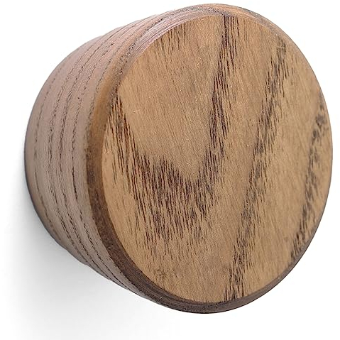 6 Stück Möbelknöpfe aus Holz – runde Form – 4,1 cm Durchmesser – Schrankgriffe, Möbelgriffe für Küchenschränke, Knauf für Schrank, Schubladen Knöpfe, Schrankknöpfe, Holzgriffe für Schränke (Braun)