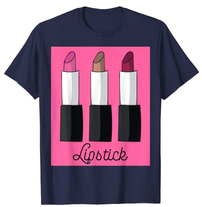 Lippenstift Drei 80er Jahre Lippenstifte für Make-up rosa Geschenk Frauen Mädchen T-Shirt