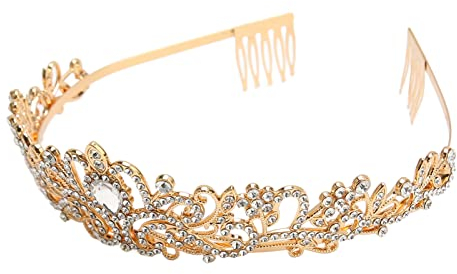 Goldene Brautkrone, Krone für Frauen, Kristall-Diadem für Mädchen, Königin, Prinzessin, Krone für Brauthochzeit, Elegante, Glitzernde Hochzeit, Prinzessinnenkrone