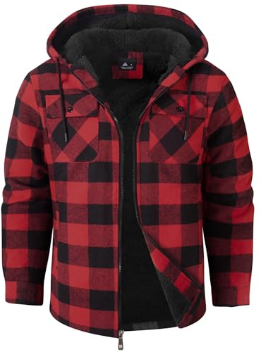 zitysport Veste Chemise Homme Toison Carreaux Doublé Sweat Capuche Manteau Doublure Polaire Hiver Avec Poches Flannel Veste à Capuche Hommes