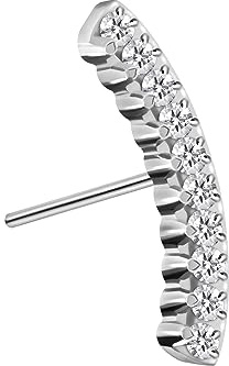 PIERCINGLINE Titan Aufsatz mit Push Pin KRISTALLBOGEN OHNE Labret Stecker Piercing Ohr Helix Tragus Conch Farbauswahl