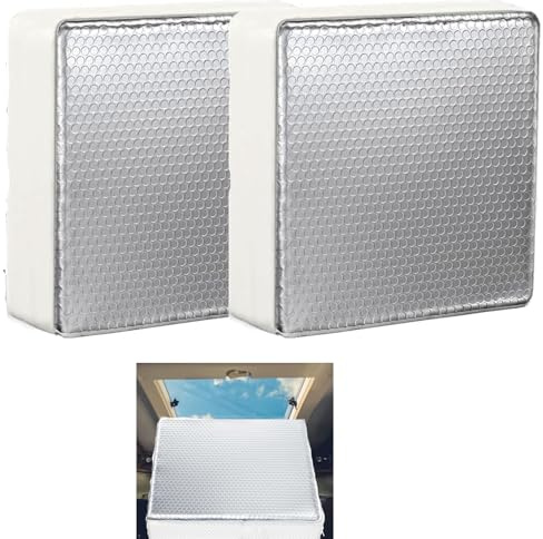 2 Stück Wohnmobil-Isolator für Dachfenster Mit Reflektierender Oberfläche, Universeller Lüftungsschlitz für Anhänger (35,6 x 35,6 x 7,6 cm)