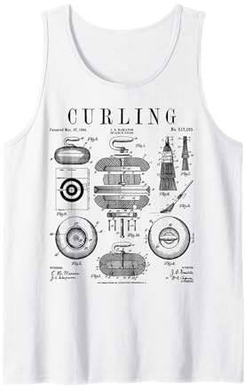 Curling Stone Player Curler Winter Sports Vintage Patent Tank Top