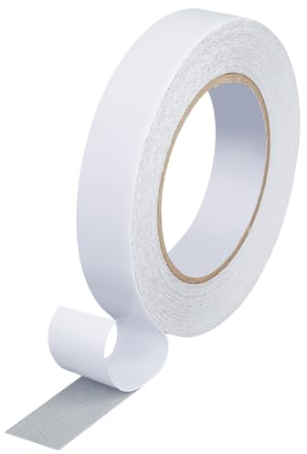 GORGECRAFT 24mm x 20m Strong Adhesive Cloth Duct Tape Heavy Duty Repair White Carpet Securing Tape Fabric Double Sided Water Resistant Gaffer Tape for Stage Carpet Floor Repairing Spines Fixing Edge