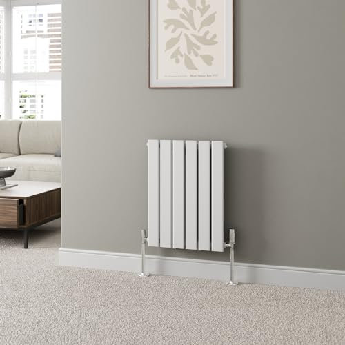 Radiant Living White Horizontal Radiator 600 x 456mm – Single Flat Panel Designer Radiator, High Efficiency Modern Steel Heating for Living Room & Bathroom