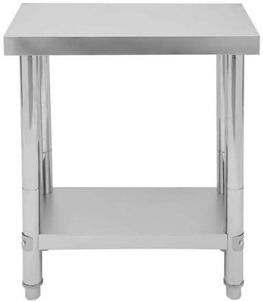 WDZCZDoo Edelstahl Küchentisch, – 60x30 cm, 300 kg Tragkraft, wasserdicht & rostfrei, 2-stufig, höhenverstellbar – für Küche, Hotel, Bäckerei (201 Edelstahl, Silber)