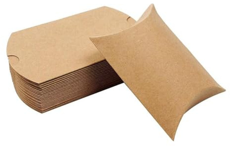 Osmond 100 Stück Kraftpapier-Kissen-Boxen, Süßigkeiten-Boxen mit Bindfaden, Weihnachts- und Halloween-Hochzeitsgeschenkverpackungsboxen, einfach zu bedienen,