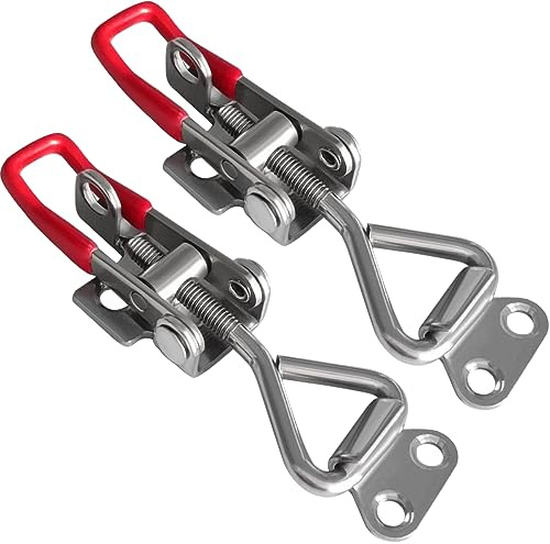 JoyTube Toggle Latch Clamp 4001 with Lock Hole, 304 Stainless Steel Adjustable Heavy Duty Pull Hasp Latches For Smoker Cabinet Tool Box Case Trunk Door, 330Lbs Holding Capacity (2 Pack)