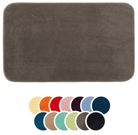 liebling Badteppich, 100% Polyester - Mikrofaser, Serie Santos, 70 x 120 cm,1500 g/m², 30 Grad waschbar, Farbe: Taupe