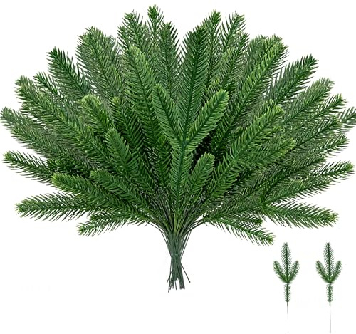 Lot de 30 Branches de Pin Artificielles - Guirlandes de Plantes Vertes, Pics pour Bricolage, Guirlande, Couronne, Décoration de Noël