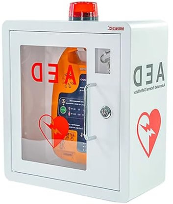 STWBHW Defibrillator Aufbewahrungsbox, AED Defibrillator Schrank,Erste Hilfe AED Defibrillator Wandschrank mit Schlüssel und Alarm, Erste Hilfe Koffer, AED Modelle for Büro, Pflege, Zuhause, Bus