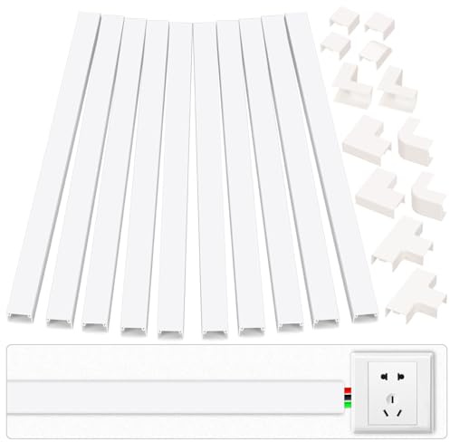 Keadic Lot de 22 cache-câbles Raceway - L38 cm - 15,7 pouces - H0,55 pouces - Cache-câbles peints, cache-câbles TV pour montage mural et gestion des fils