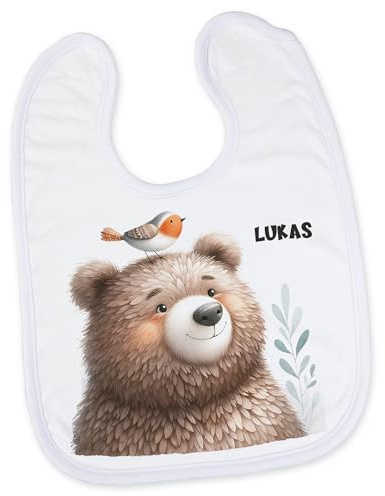 GRAZDesign Baby Lätzchen personalisiert mit Namen Bär Geschenk Geburt, Taufe