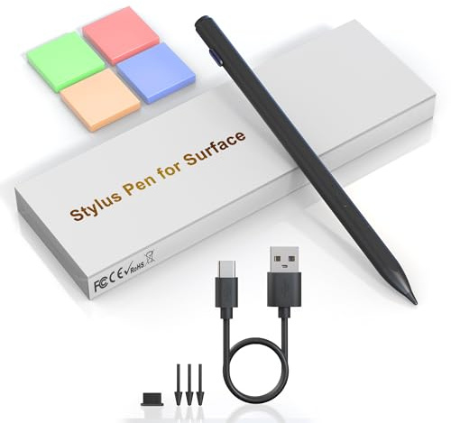 Surface Pen für Surface Pro 11/10/9/8/7/7+/6/5/4/3/X/Surface 3,Surface Go/Laptop/Studio/Book 4/3/2/1,Surface Stift mit Palm Rejection,4096 Druckstufen,USB C Aufladung, Magnetische