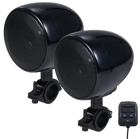 Docooler SPK350 Altoparlante per moto BT impermeabile da 3,5 pollici con doppi altoparlanti da 15 W, potenza di picco 300 W, con telecomando, altoparlante esterno per moto elettromobile scooter