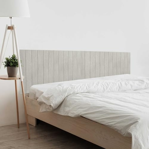 DHOME Testiera in Legno Riciclato DM Stile Pallet Verticale Dual Divisa in 2 Pezzi Letto Pallet Supporti inclusi (220cm Doppio, Grigio Tribale)