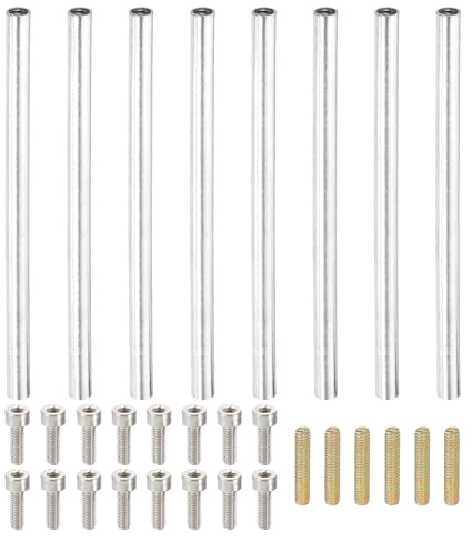 PATIKIL 85mm (3,3) Runde Hülsenmutter Kupplungsmuttern-Set, M4 Gewindehülse Stangen-Hardware mit vollständigem Gewindestab-Buchsen-Schrauben für Lampenmodell-Möbel-DIY-Reparaturteil