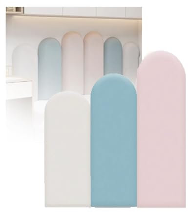 Selbstklebendes, weiches Wandkissen, 3,8 cm dick, Anti-Kollisionspolsterung für Tanzclub, Schlafzimmer, Kinderzimmer, 6 Stück (Weiß/Blau/Rosa)