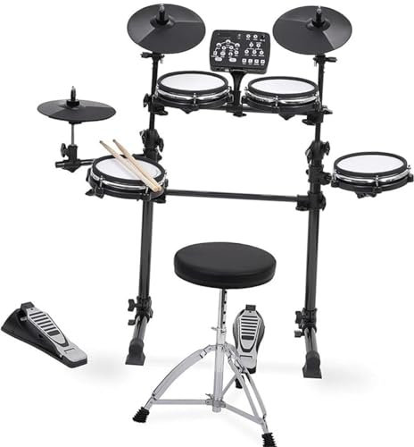 JTYUERWQ Juego De Batería Electrónica De 7 Piezas con 209 Sonidos Precargados Platillos Y Pedal De Bombo Baquetas Y Llave Incluidas baterias electronicas para Principiantes