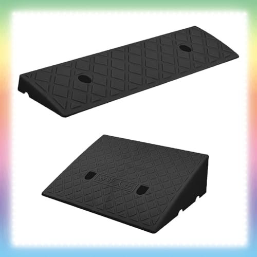YCBTPS Rampe en Caoutchouc Lourde, Hauteur 3 15 17 Cm, Rampe Trottoir De Voiture, Rampe De Garages Antidérapantes, Rampe De Seuil avec Surface Structurée(Black,19.3 * 5 * 1.2in)