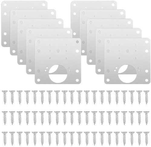 Binnan 10pcs Plaque Reparation Charniere Porte avec Trou et Vis, Charnière Porte Placard, Plaque de Réparation de Charnière D'armoire pour Placards, Bois, Meubles, Étagères