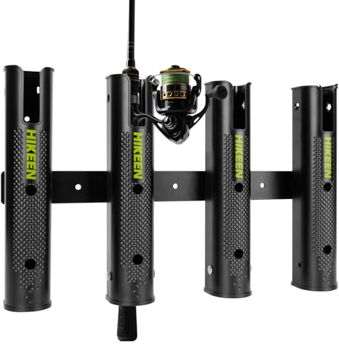 Hikeen Adjustable Fishing Rod Holder, 4 Tube Fishing Pole Holders Wall-Mounted Rod Rack for Boat Kayak Golf Cart Garage Crate Cooler Wagon RV(1 Pack)