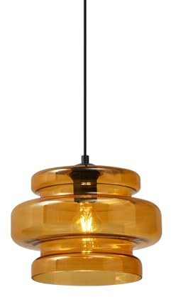 Qazqa Retro Pendelleuchte, Pendellampe - Denise - Orange, Rund, 28cm, Ideal als Wohnzimmerlampe