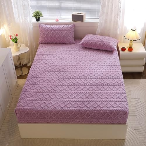 Sábana bajera ajustable de franela de felpa de 180 x 200 cm, 25 cm de profundidad, suave, cálida y acogedora para camas cómodas