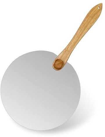 WeeGoo Pala per pizza in acciaio inox, 30,5 cm, pala rotonda per pizza con manico in legno, pala pieghevole per pizza fatta in casa