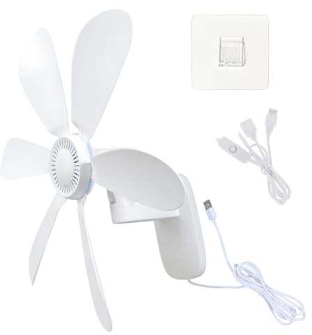 Gissroys Ventilatore da bagno a parete Velocità USB Alimentazione per spazio Ambiente limitato Cavo lungo 262 cm USB Angolo