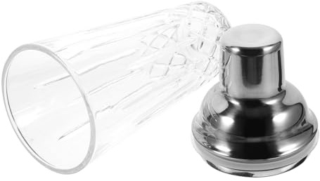 TOGEVAL Cocktail Shaker in Vetro con in Acciaio Inossidabile Miscelatore Drink Resistente per Bar e Casa Bicchiere Cocktail Mixology