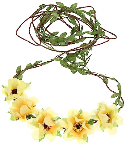TOPPERFUN 3stücke Blumenkrone Stirnband mit Ranken-haarreif und Sonnenblumen-haarbändern für Damenkopfschmuck Blumengirlande Blumenhaarschmuck