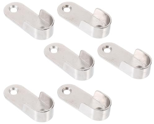 TOYANDONA 6 pezzi Supporti per Asta Appendiabiti in Lega Zincata Staffe Resistenti e Antiruggine per Bastoni Armadio Base per Tubi Appendini e Tende Doccia Facili da Installare e Rimuovere