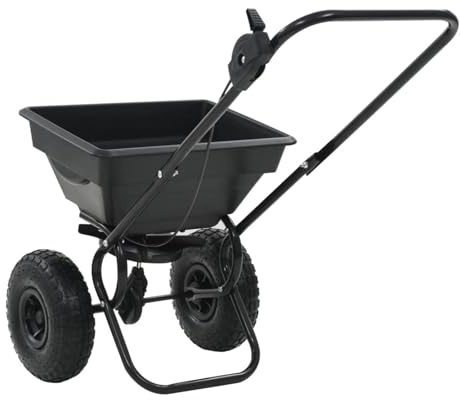 Esparcidor de Sal para jardín, práctico y Resistente, Capacidad de tolva de 25 litros y tasa de dispersión Ajustable, para Semillas, Sal, Fertilizantes, Semillas divididas para césped