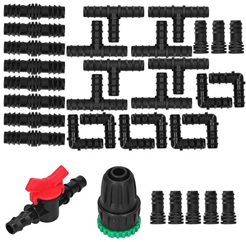 DouWen MO Kit d'irrigation Goutte à Goutte 34 pièces, système d'arrosage de Jardin avec Adaptateur de Robinet G1/2, connecteur en T ABS et raccords de pulvérisation, Ensemble Complet pour
