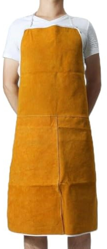 Grembiule da saldatura, da uomo, in pelle bovina, con cinghie regolabili per collo e vita, 65 x 95 cm, per saldatori, fabbri, falegnami