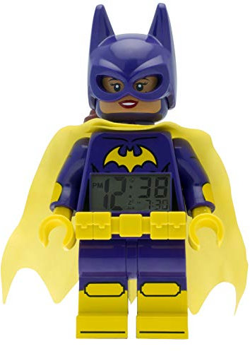LEGO Batman 9009334 Batgirl Kinder-Wecker mit Minifigur, violett/gelb , Kunststoff , 24 cm hoch , LCD-Display , Junge/ Mädchen , offiziell