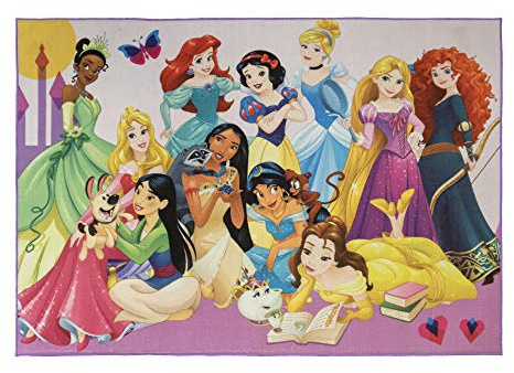 Gertmenian Disney Princesses Indoor Area Rug - 4x6 Large, Non-Slip, Ideal for Children in Bedroom, Game Room, Classroom, Nursery or Play Area - Multi, 21275
