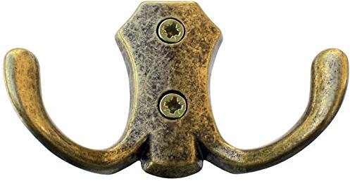 KeyMet GmbH 10 Stück Garderobenhaken Kleiderhaken Haken Wandhaken 48 Garderobe Kleideraufhänger (Alt Messing)