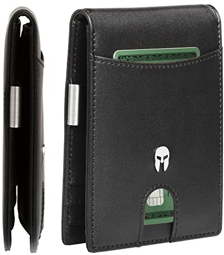 SPARTANO Slim Wallet, Herren Geldbörse, Herren Geldbeutel, Kartenetui mit RFID-Schutz und Geldschein-Klammer, mit Munzfach, Schlankes Portemonnaie für Männer - ADE