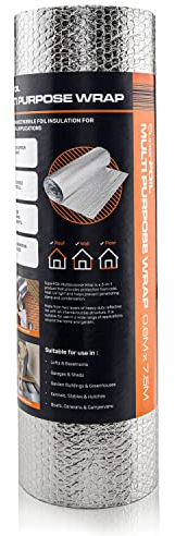 SuperFOIL Rotolo di pellicola isolante 0,6 m x 7,5 m, a risparmio energetico, fai da te, isolamento termico sostenibile 3 in 1, barriera radiante riflettente e barriera al vapore, multiuso per casa e
