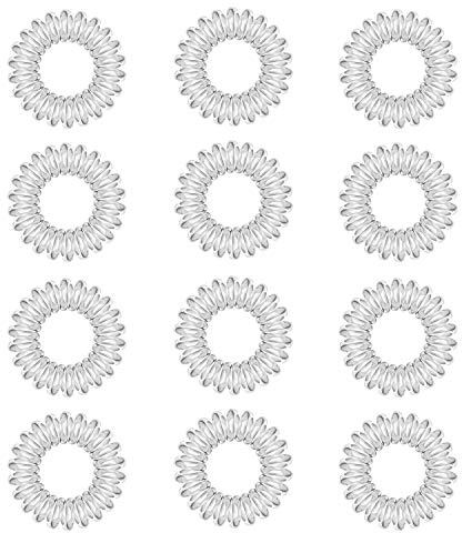 Spiral Hair Ties, 12pcs Clear Plastic Hair Coil Bands, Spiral Ponytail Holder Phone Cord Bobbles Bands Set for Women Girls Hair Accessories