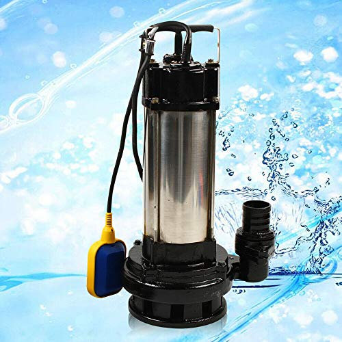 Edelstahl Schmutzwasserpumpe Schmutzwasser Tauchpumpe Gartenbewässerung 1500W 36000L/H mit Schwimmer Baupumpe