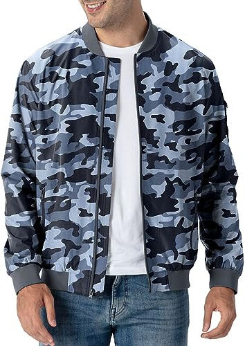 Rdruko Men's Lightweight Bomber Jacket Casual Stylish Fashion Coat Windbreaker(Camo, US L)