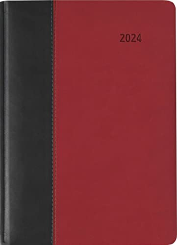 Buchkalender Premium Fire schwarz-rot 2024 - Büro-Kalender A5 - Cheftimer - 1 Tag 1 Seite - 416 Seiten - Tucson-Einband - Alpha Edition