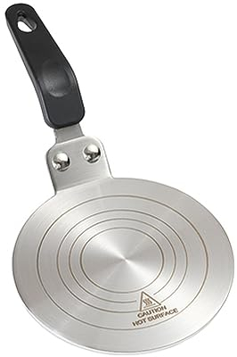 MEMOFYND Adaptador de placa de inducción, anillo de refrigeración de placa de inducción, placa adaptadora, adaptador de inducción, mango de acero inoxidable extraíble, adecuado para cafetera, cocina